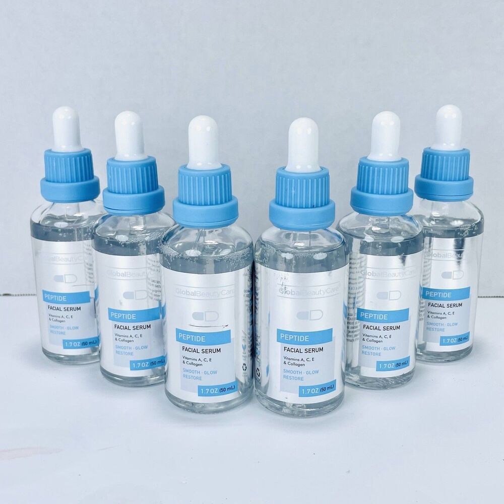 Set of 6 Global Beauty Care PEPTIDE FACIAL SERUM A, C, E & Collagen 1.7 NEW